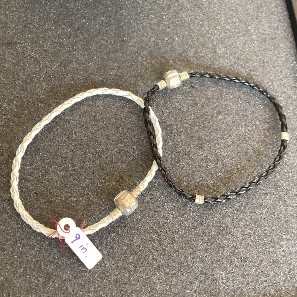 Pandora Braided Leather Charm Bracelets in Black and White